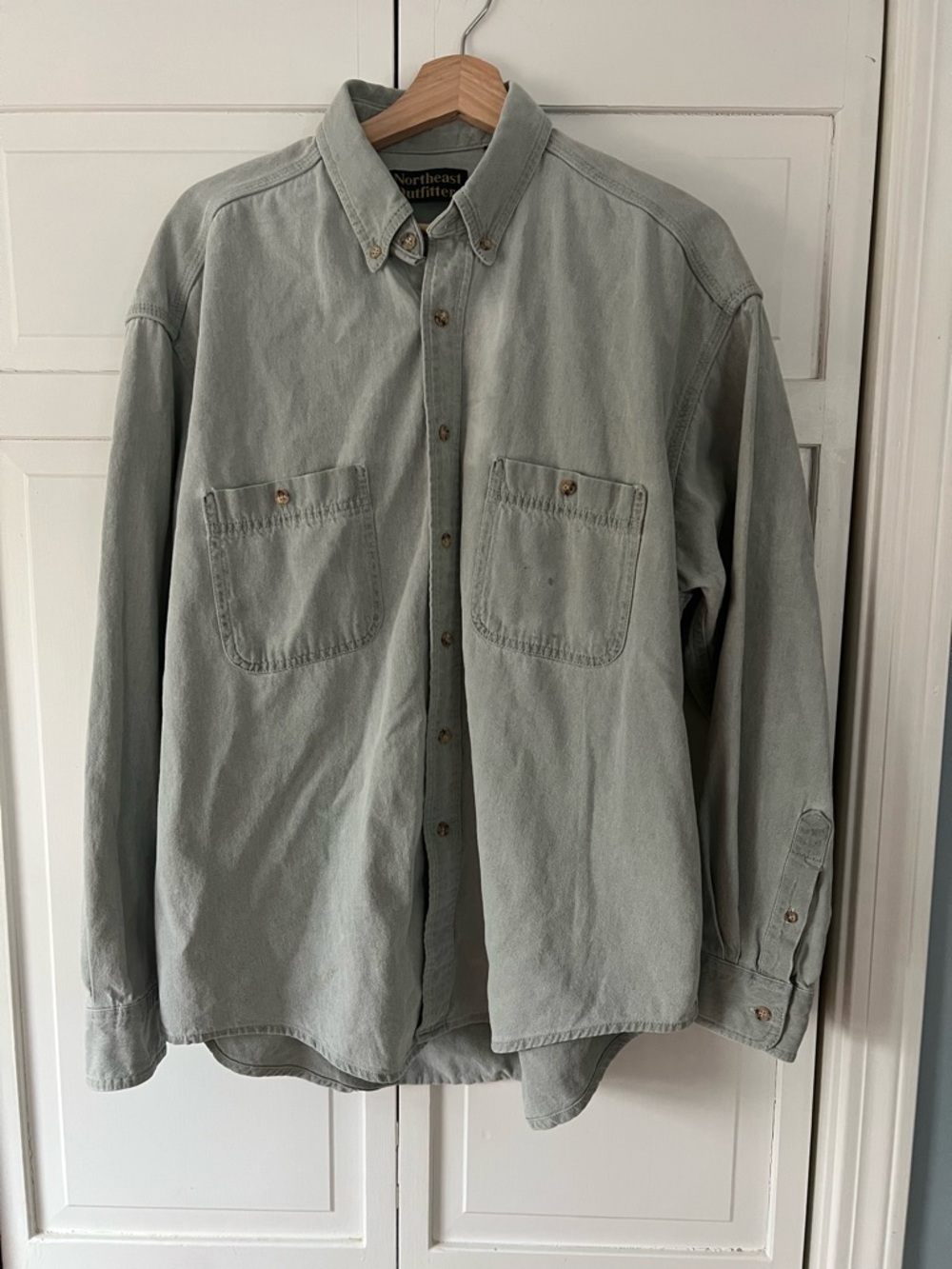 Vintage Northeast Outfitters Light Blue 100% Cotton Button-Up Shirt L Workwear